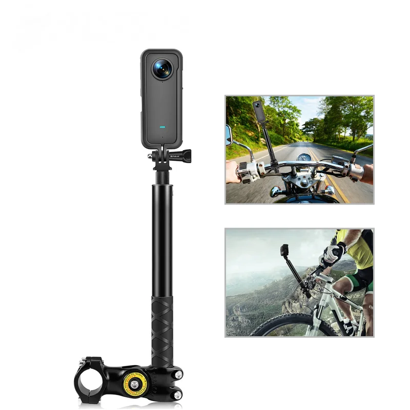 

Motorcycle Bicycle Handlebar Fixture Mount Camera Bracket Adapter & Monopod Stand for Insta 360 X3/ONE X2/ONE R/ONE RS