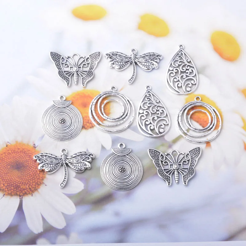 10 Stück/Set Legierungs-Schmetterlingsanhänger Schmuckzubehör Boho Libellen-Anhänger DIY Damen-Ohrringe Herstellung – Detail 5