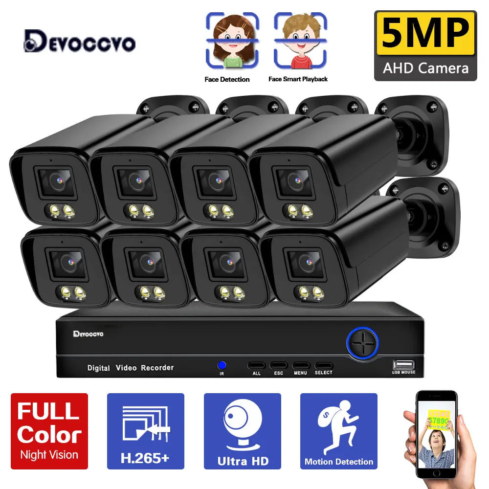 

5MP XMEYE 8CH DVR Kit Outdoor Waterproof Color Night Vision AHD CCTV Camera Security System Kit 4CH BNC Bullet Camera System Set