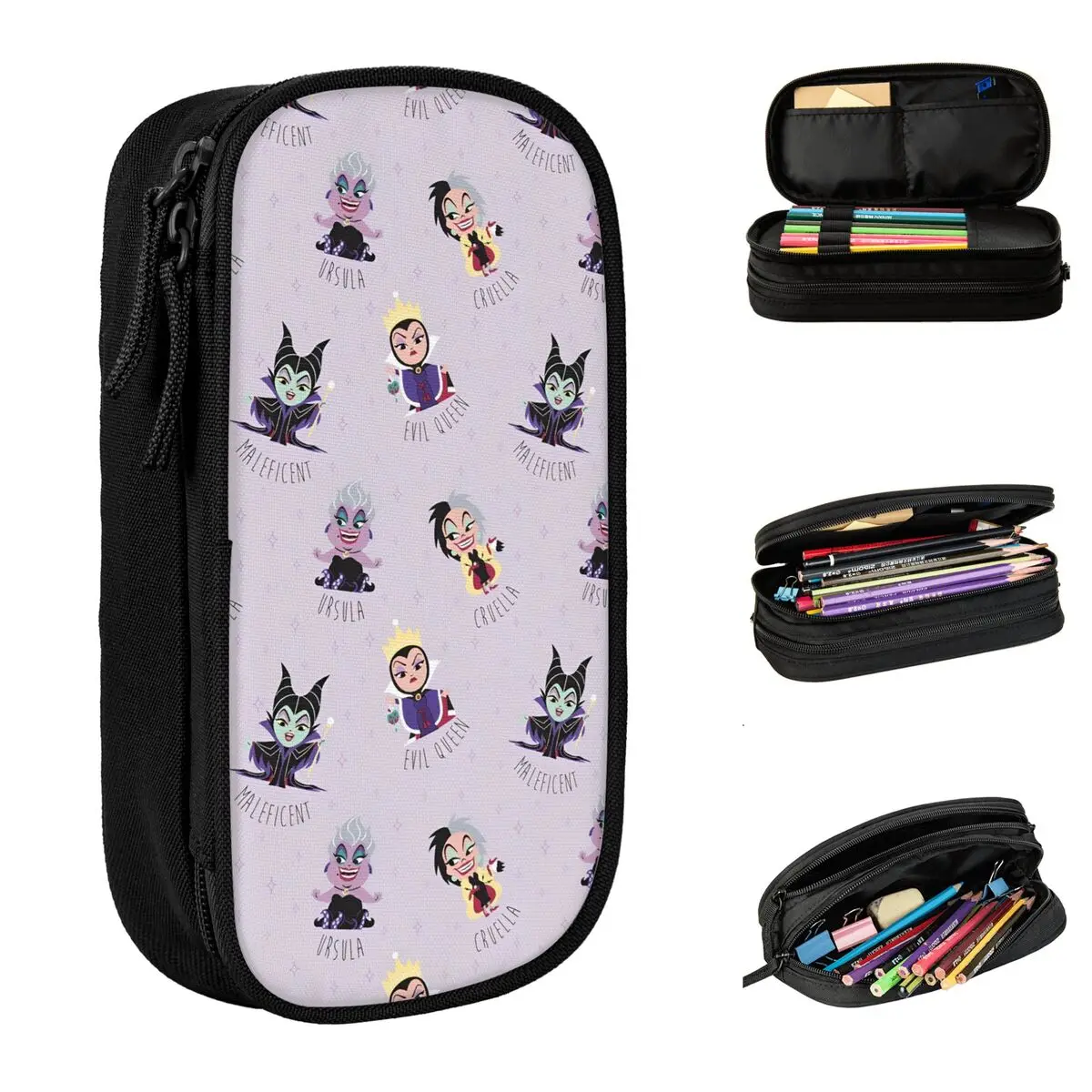 Villains Cartoon Queen Movie Pencil Case Evil Maleficent Pencilcases Pen Box Large Storage Bags Students School Gift Stationery