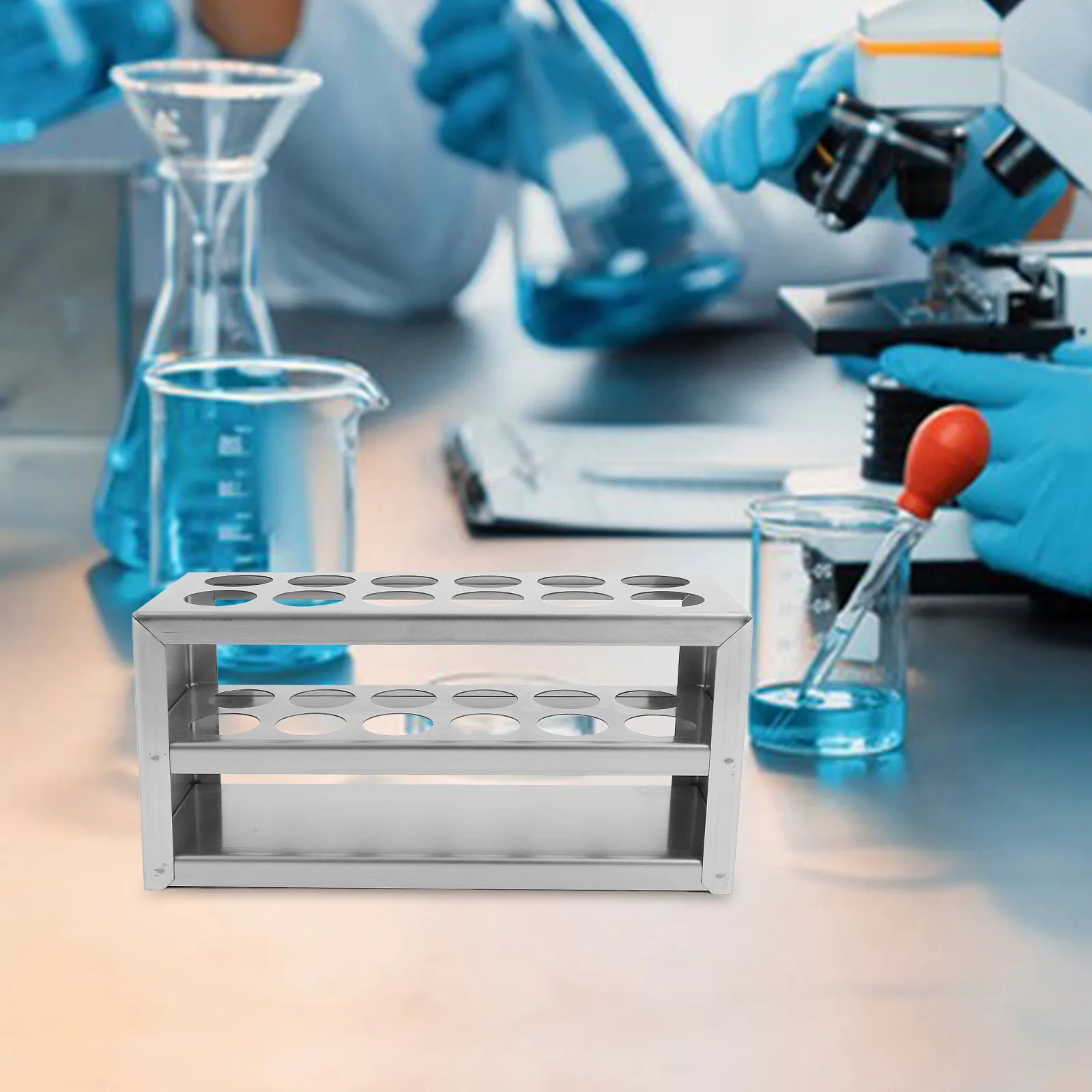 12-Slot 40-Hole Test Tube Rack Lightweight Stainless Steel Centrifuge Tube Holder Laboratory Storage Organizer Stand