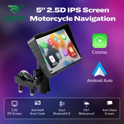 5 Inch Portable GPS MTC13 Navigation Motorcycle Waterproof Carplay Display Motorcycle Wireless Android Auto IPX7 GPS Monitor BT