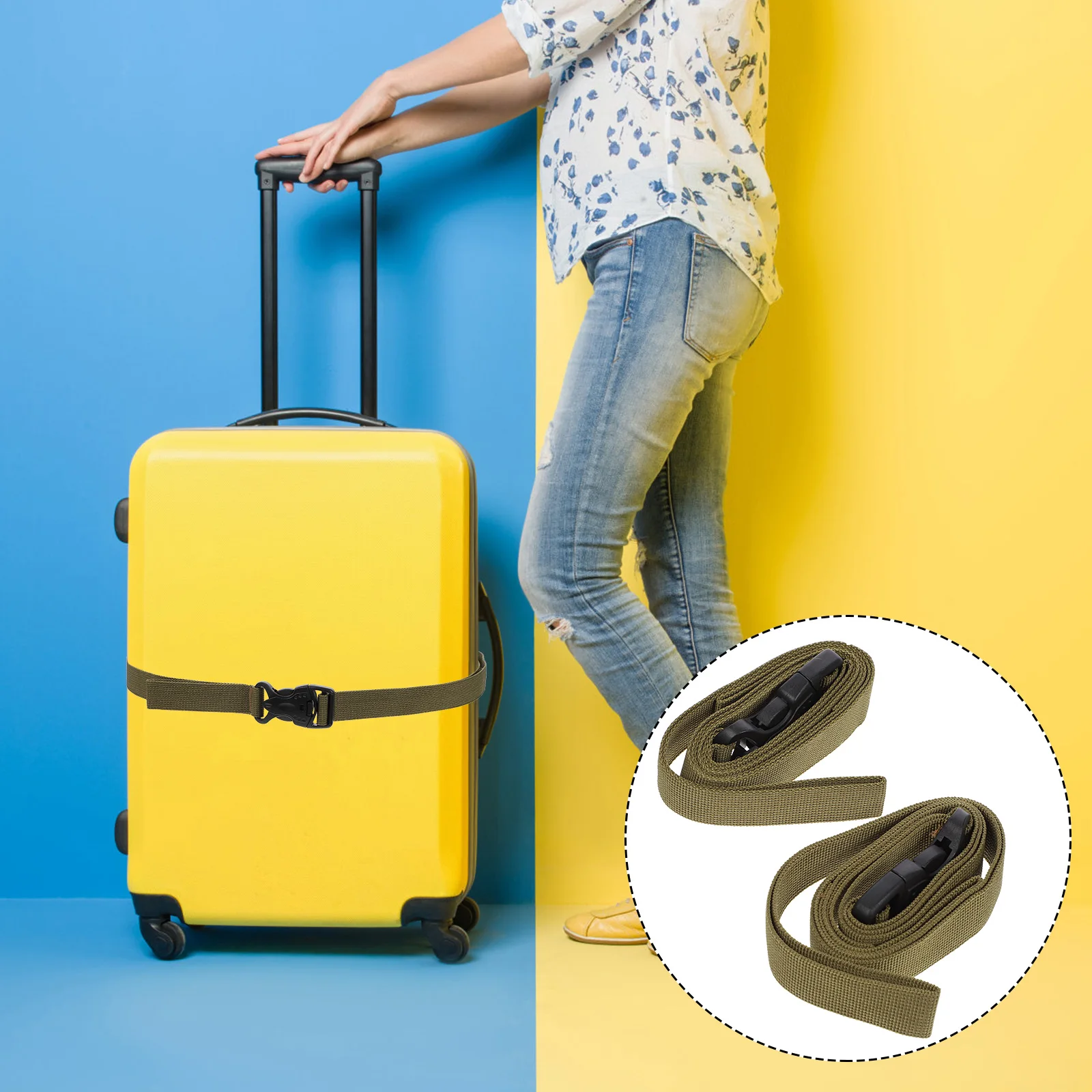 

2 pcs Luggage Binding Belt Polypropylene Sturdy Travel Tie Down Strap Belts Adjustable Length Camping Outdoor Supplies Hardware