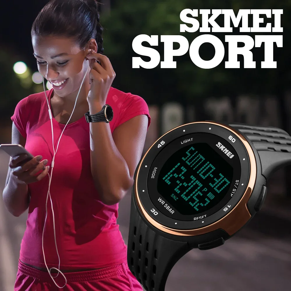 

SKM Digital Wristwatch for Women Men Multi-function Waterproof Watches Gifts Outdoor Sports Camping Fishing Watch 1219