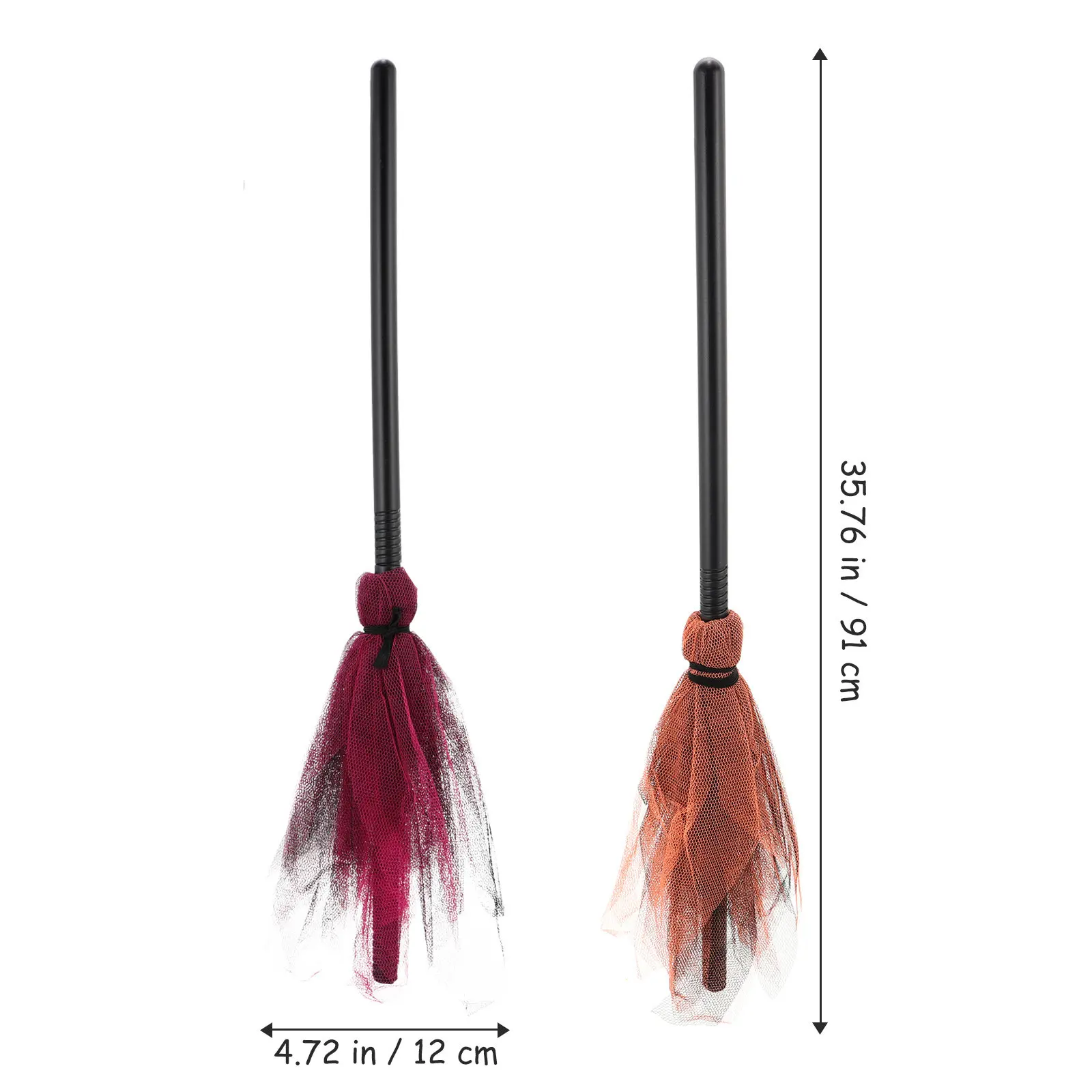 2pcs Halloween Witch Broom Prop for Party Decoration, Cosplay Accessory, Besom Broom Decor