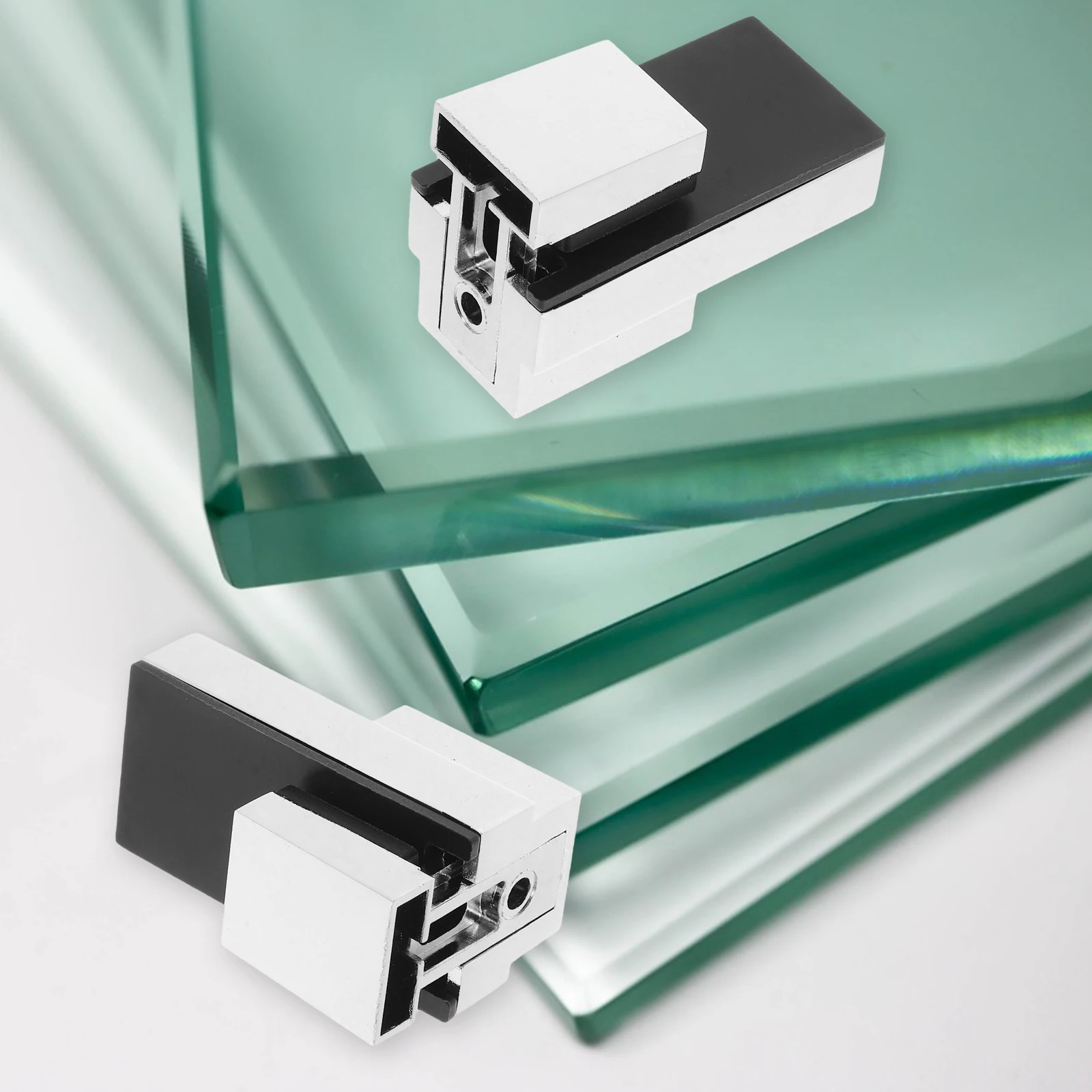 

4pcs Heavy Duty Glass Shelf Brackets Sturdy Fixed Panel Clamps Wall Mount Support Shower Cabinet Clips Metal Retainer Holder