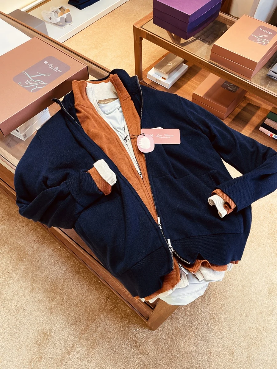 

Ele Faionable Knitted Zipper Jaet Flat Weave Stand Collar Long Sve Men's Autumn Outerwear Urban Sle Diamond Pattern