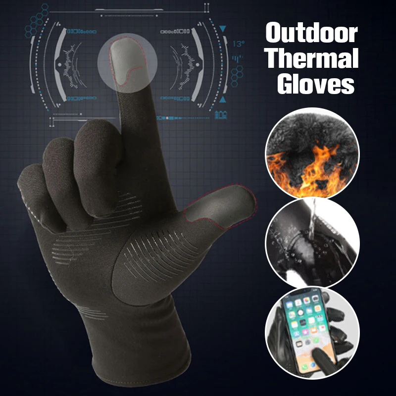 Guantes Térmicos de invierno para hombre y mujer, manoplas térmicas forradas de vellón, impermeables, resistentes al viento, para deportes, pantalla