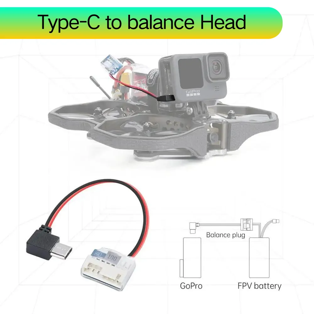 كابل طاقة قابس توازن من نوع IFlight من C إلى 5V ، كابل شحن للبطل 6 ، 7 ، 8 ، 9 ، جزء طائرة بدون طيار FPV