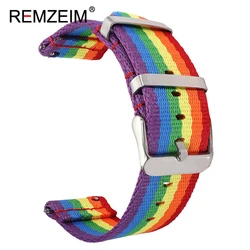 Cinturino per orologio in Nylon per Samsung Galaxy Watch 3 4 bracciale per Huawei Watch GT2 cinturino arcobaleno cinturini Quick Raleace 20mm 22mm