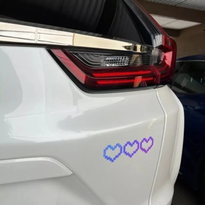 6PCS Mosaic Heart-shaped Pixel Heart-shaped Car Window Decoration, Waterproof Headlight and Taillight Decoration Stickers