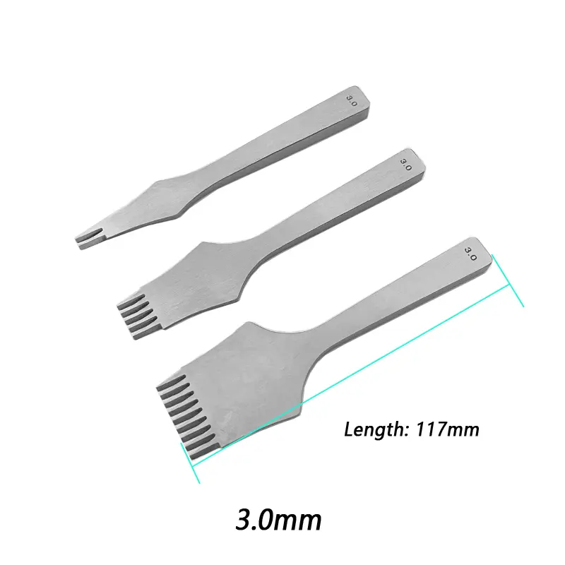 Leather Craft Punches Tool Set Pricking Iron French Chisel with Polished Prongs 2.7/3.0/3.38/3.85mm for Punching Stitching Holes - Image 14