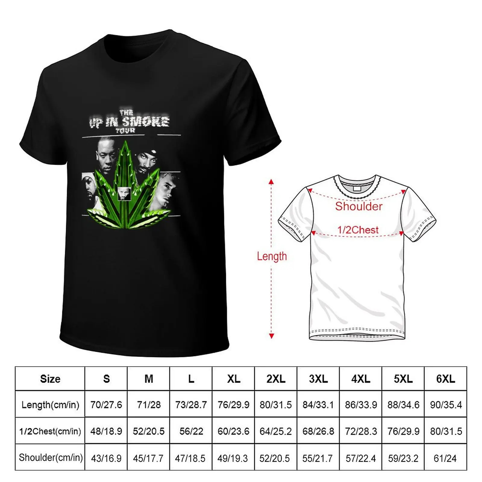 Up in Smoke Tour Dre Snoop Hip Hop Rap Vintage Replica T-Shirt Casual Soft Cotton Short Sleeve Tee
