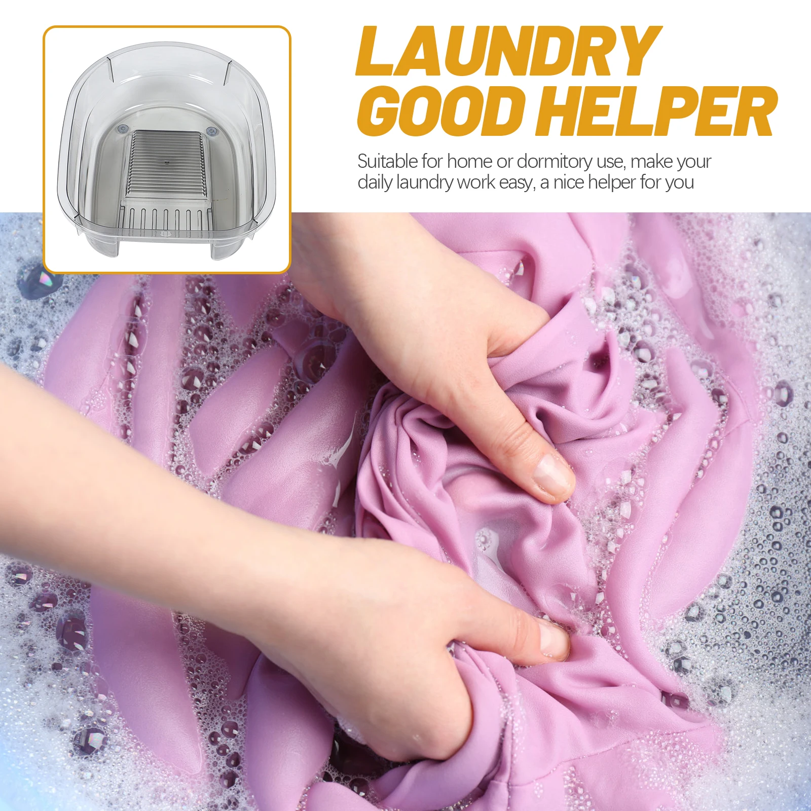 

Plastic Washboard Basin Compact Easy Carry Wash Board for Laundry Hand Washing Clothes Household Dormitory Bathroom Use