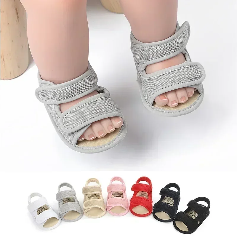 Breathable Baby Sandals - Soft Net Cloth Summer Shoes for 0-18 Months, Unisex Solid Color Design