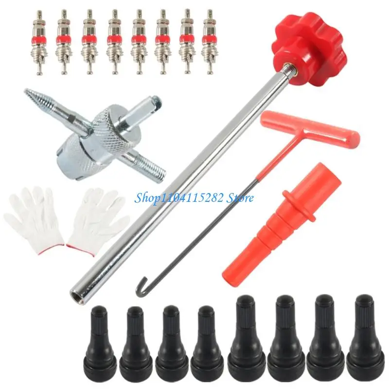 All Purpose Tire Valves Removal & Installation Valves Cores Installation Tool set Suitable for Multiple Stem Size