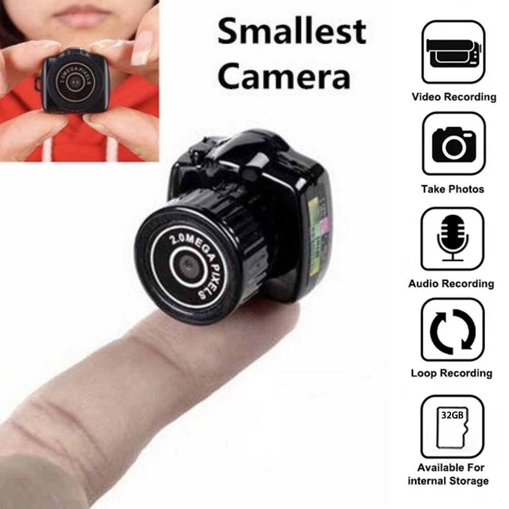 Mini Camera HD Audio Video Recorder Security Ultra Small Body Camera Portable Outdoor Sports DV DVR Y2000 Surveillance Camcorder