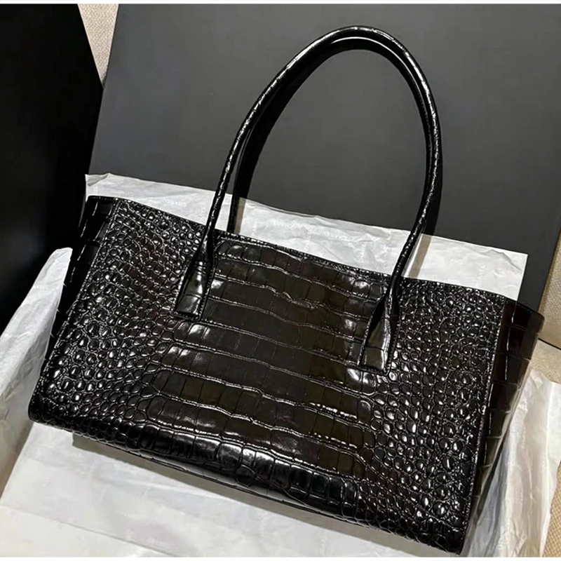 Handtasche mit Krokodilleder-Prägung und Obergriff, Luxuriöse Grüne Tragetasche, Vielseitige Schicke Alltags-Schultertasche für Frauen – Detail 24