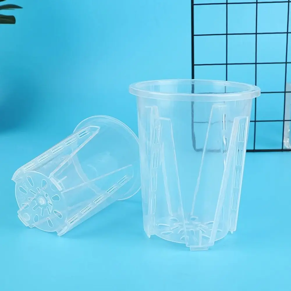 Breathable Root Control Transparent Flower Pot Plastic Beautiful Phalaenopsis Orchid Pots With Stomata with Tray Planting Pot