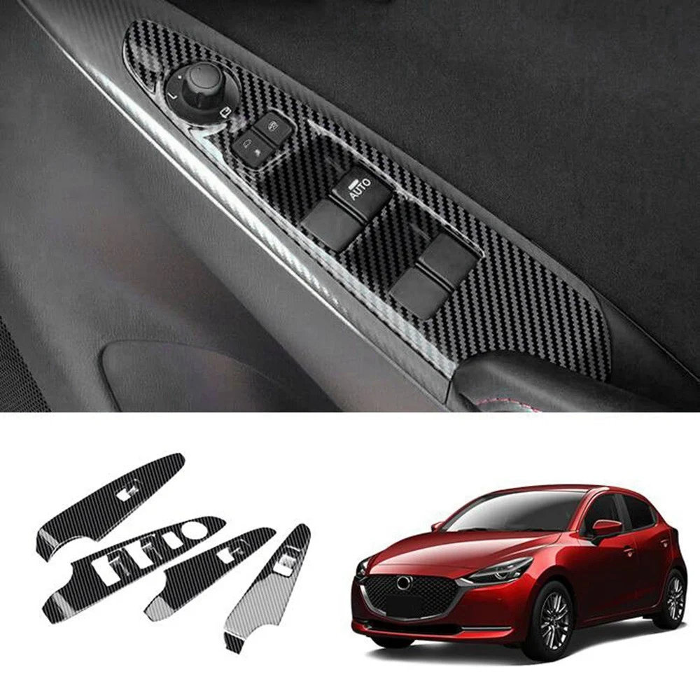 Car Window Glass Lifter Switch Panel Window Lifter Switch Decorative Cover for Mazda 2 2019-2021 RHD A