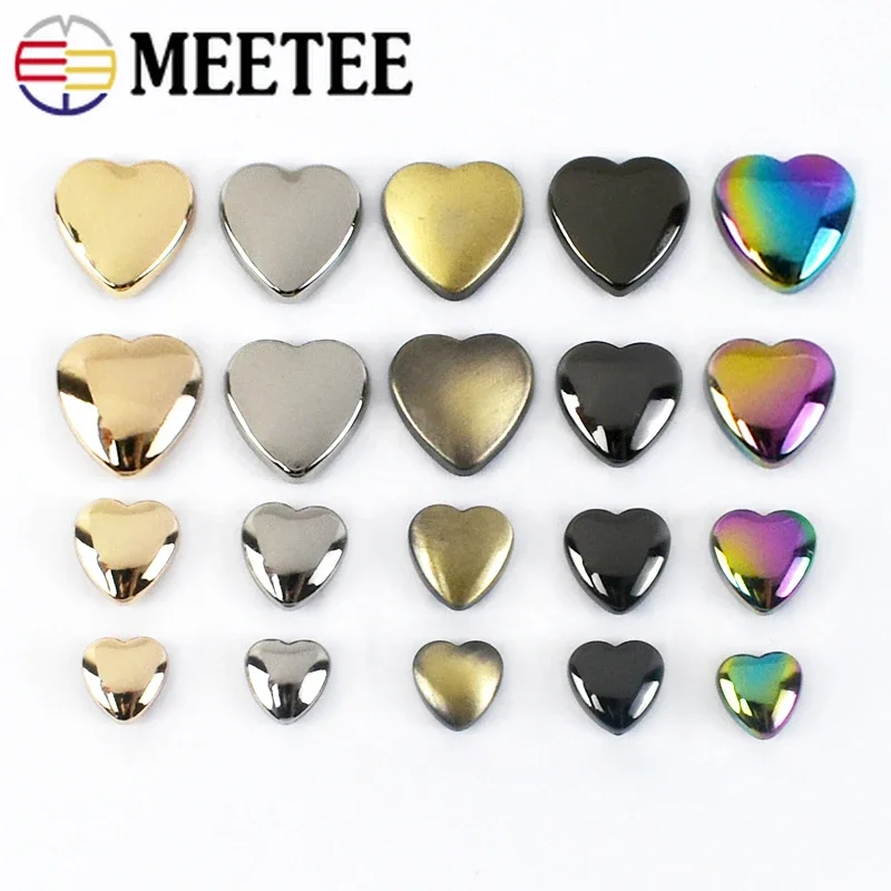 10/30Pcs 8/10/12/14mm Heart Rivets Screw for Bag Hardware Handbag Decorative Studs Nail Rivet Metal Buckles Hook Leather Craft