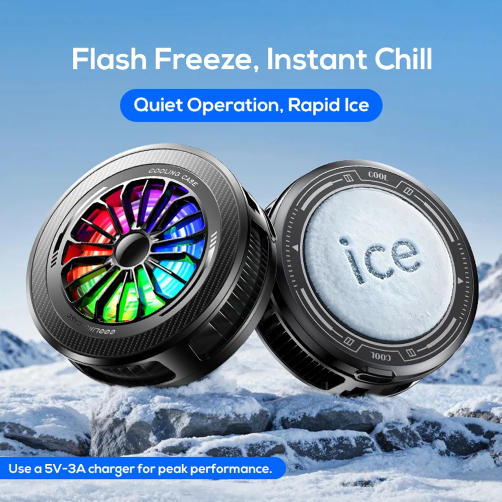 Magnetic Semiconductor Phone Cooler RGB Lights Digital DisplayCooling Fan Freeze Radiator For Gaming Tablet/Live Streaming ﻿