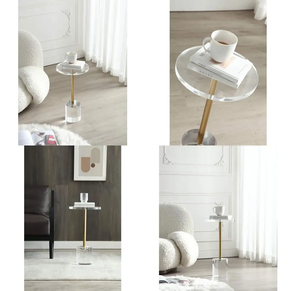 

Modern 12x12 Round Brushed Brass Side Table for Home Office, Living, and Bedroom, Easy Assembly, 21.3 High