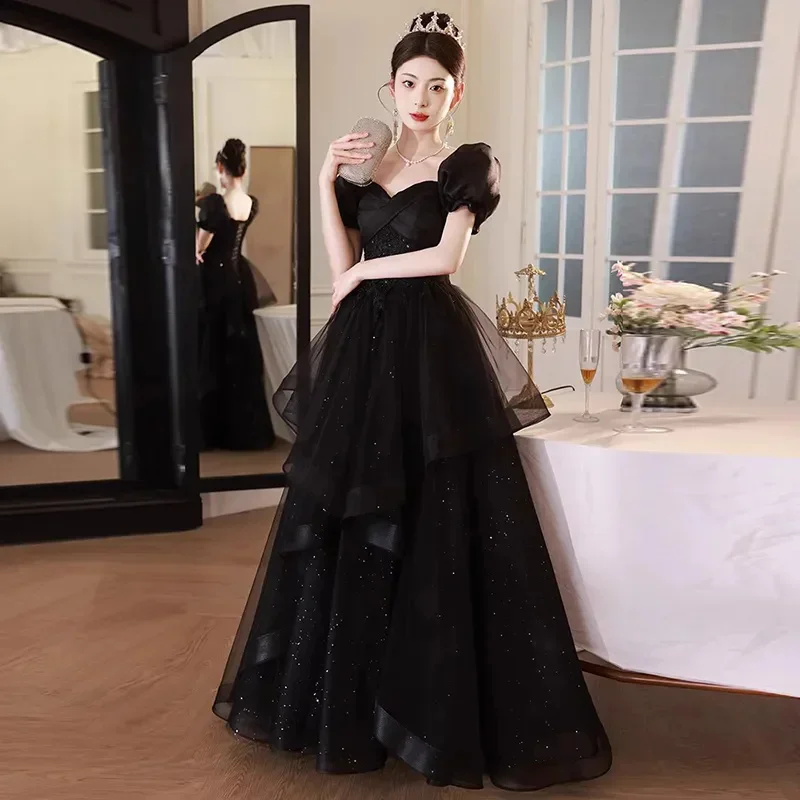 

Women High-end Sense, 2025 Black Evening Dress Dress, Niche Temperament, Long And Short Dress Dress, Women's Evening Host Dress