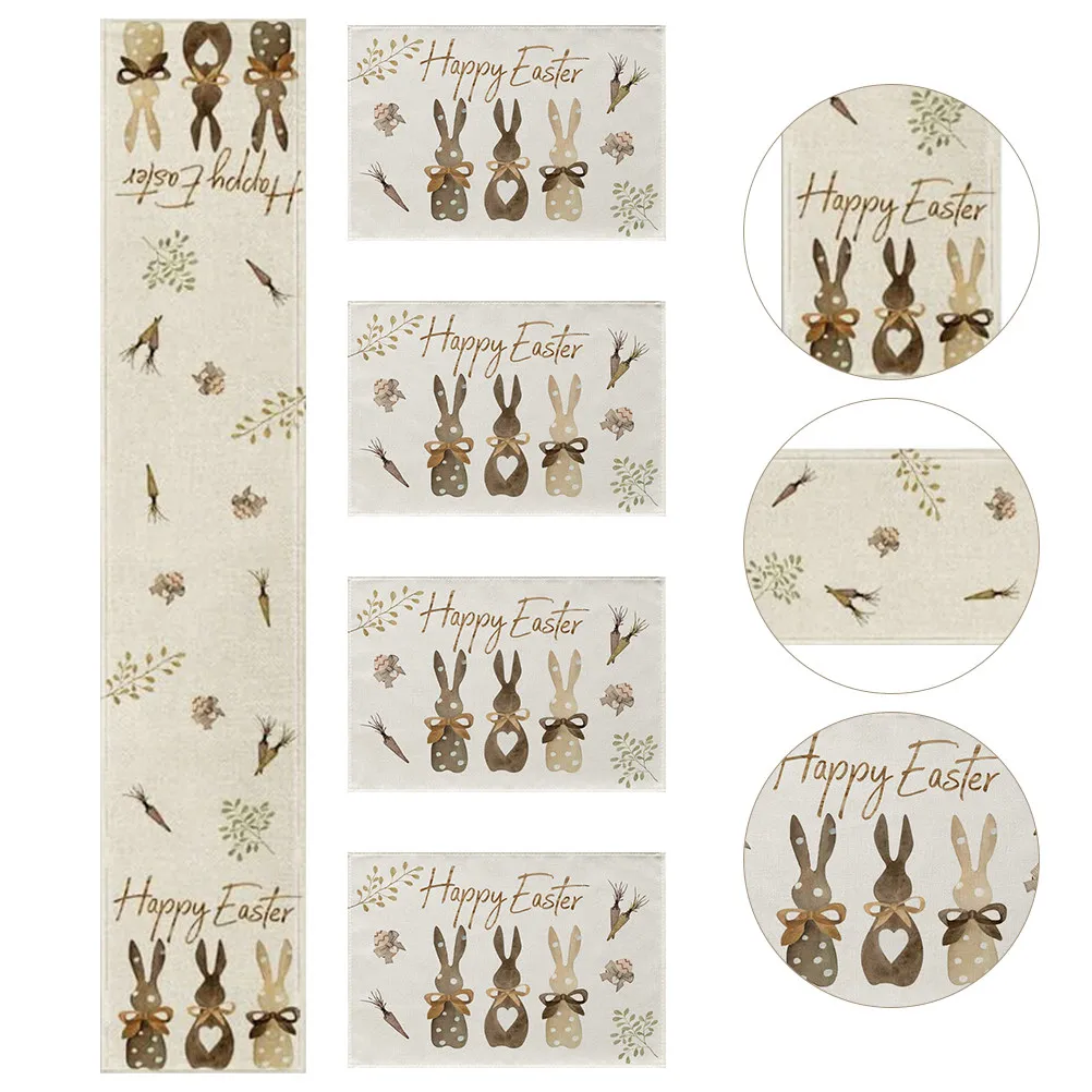 

Набор из 1 предмета: пасхальный коврик для сервировки стола и дорожка на стол из премиального термостойкого материала, защитный декор для стола, товары для пасхальных вечеринок