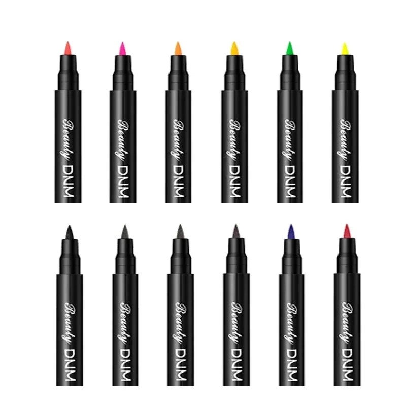 12 colori Neon Matte Liquid Eyeliner Pen Waterproof Lasting Quickily Drying Black Yellow Eye Liner Pencil Eyes Makeup Cosmetic