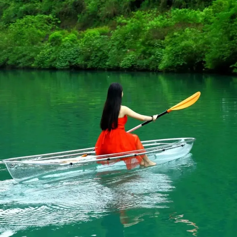 Wholesale Transparent Boat Large Size Summer Water Canoe Clear Invisible Kayak Transparent Boat Crystal Kayak