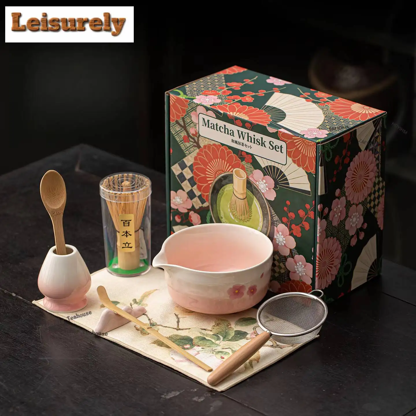 Chinese Knot Sakura Tea Set Complete Set Matcha Beater Japanese Matcha Set Kit Green Tea Powder Bamboo Tranditional Tea Sets