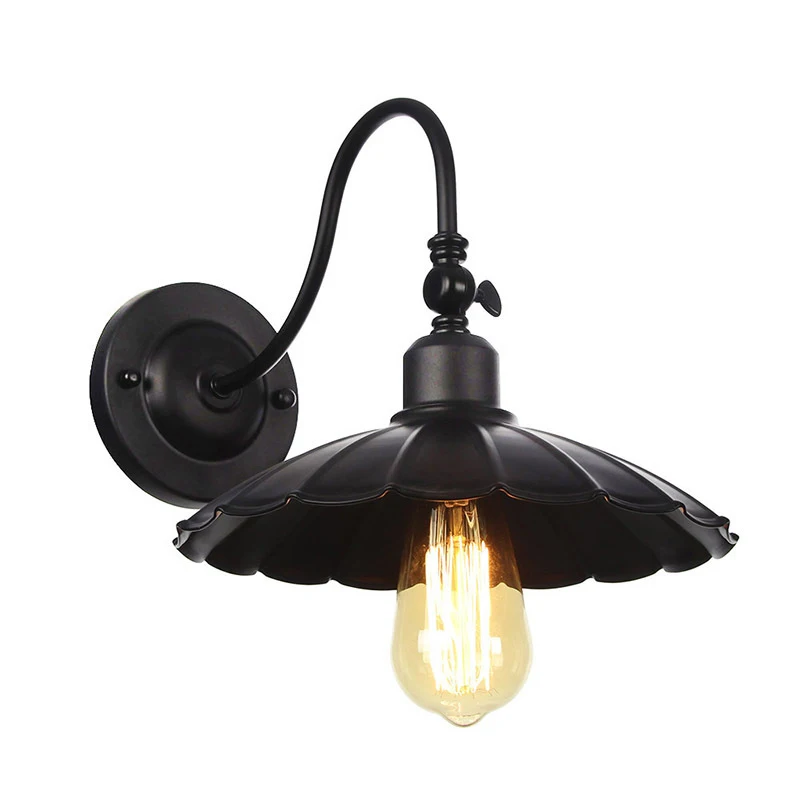 

Loft Iron Walls Lamp Black Curved Tube Minimalist Bedroom Restaurant Coffee Shop Retro American Wall Fitting Bedside Light