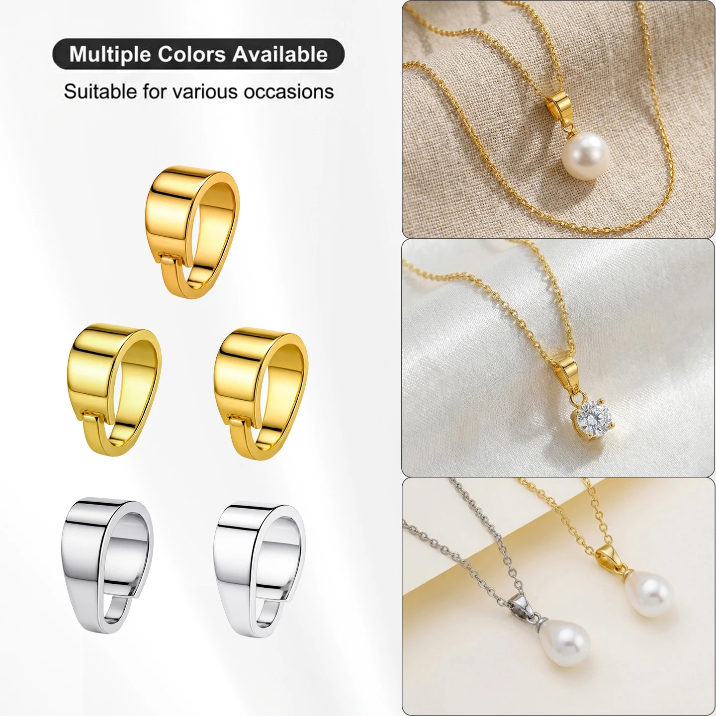 

5Pcs 18K Gold Color Pendant Pinch Bail Clips Melon Seeds Charm Clasps Connector Bulk For DIY Nacklace Making Findings