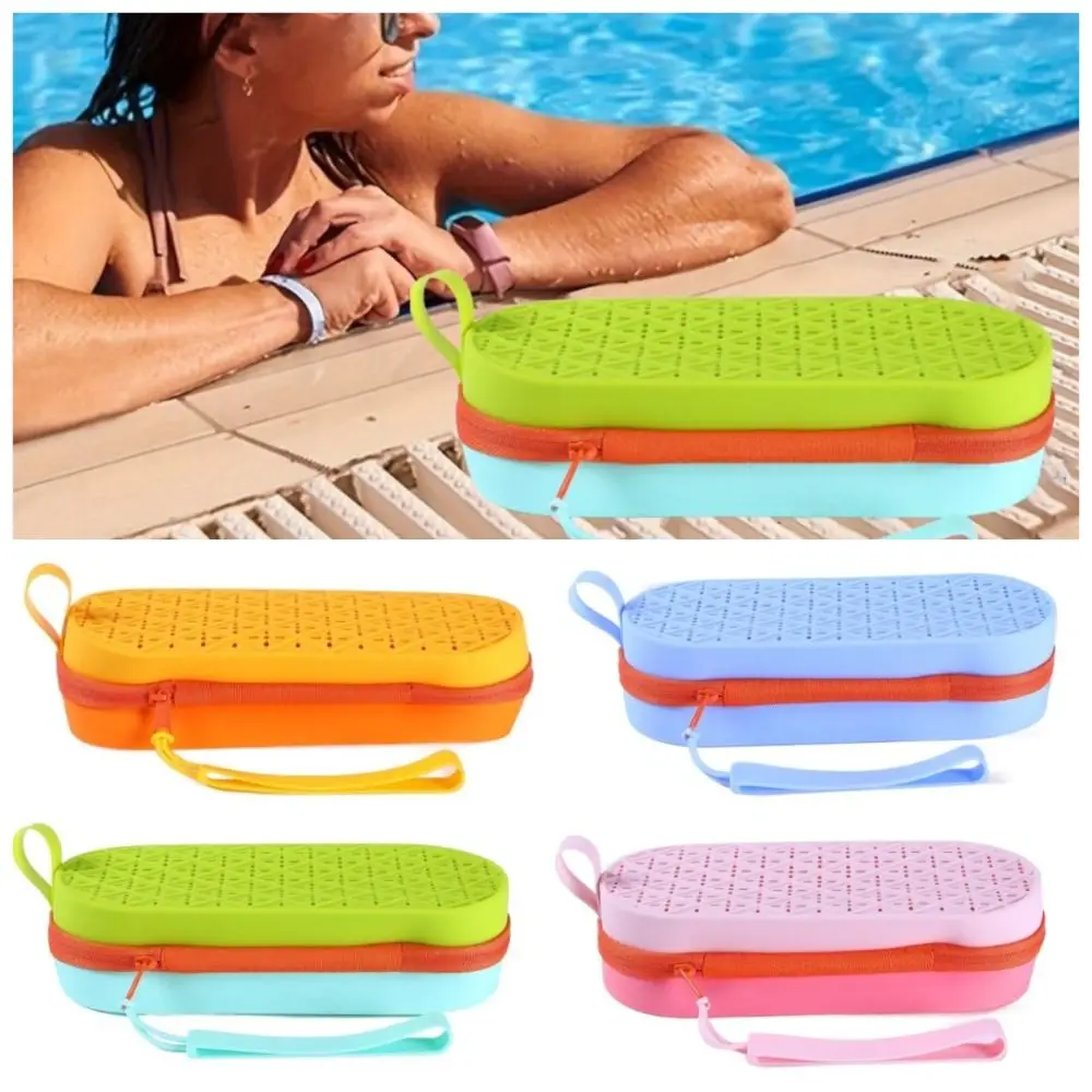 

Silicagel Swimming Goggles Storage Box Drain Hole Hollow Myopia Glasses Case Breathable with Handle Sun Glasses Protection Box