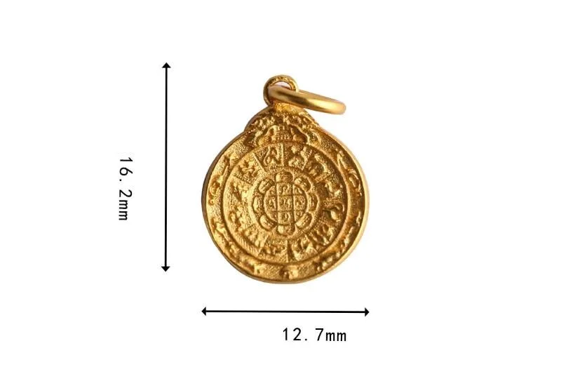 100% 925 Silver Buddhist Klachakra Symbol Amulet Tibetan Nine Direction Eight Symbols Charm