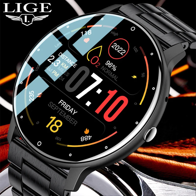 LIGE Smart Watch Men 2023 Bluetooth Call Sports Fitness Bracelet Waterproof Clock Voice Assistant Women Smartwatch For Men +Box