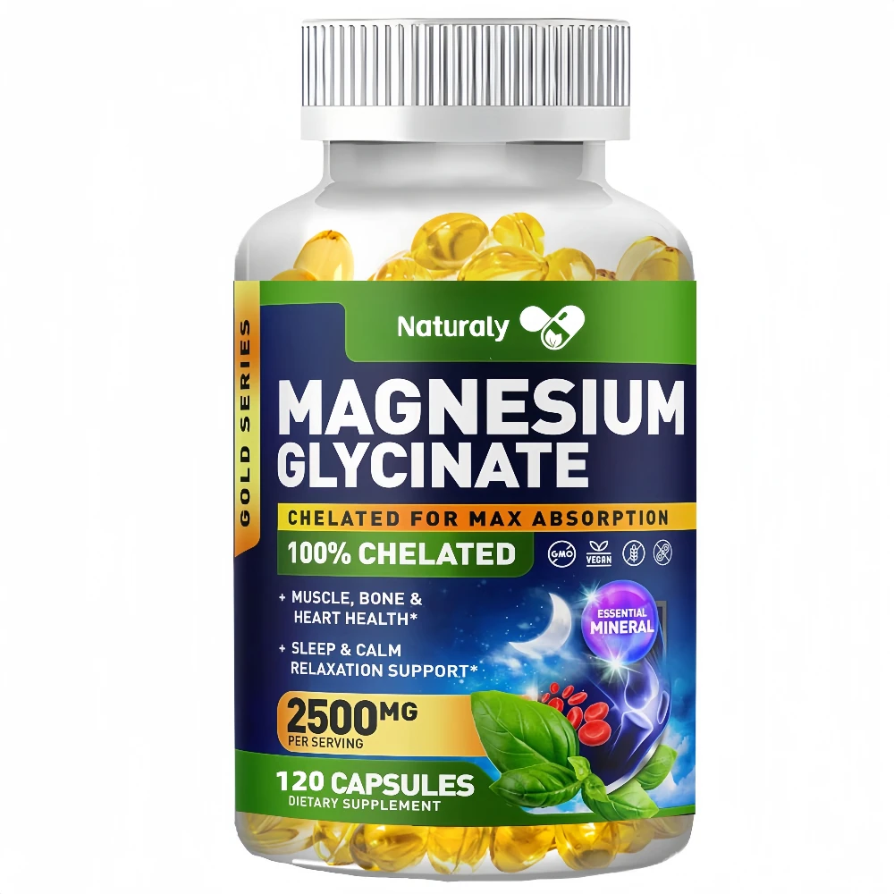 Magnesium Glycinate Capsules Dietary Supplement Support Bone Immune System,Heart Health Mineral Supplement Help Natural Sleep