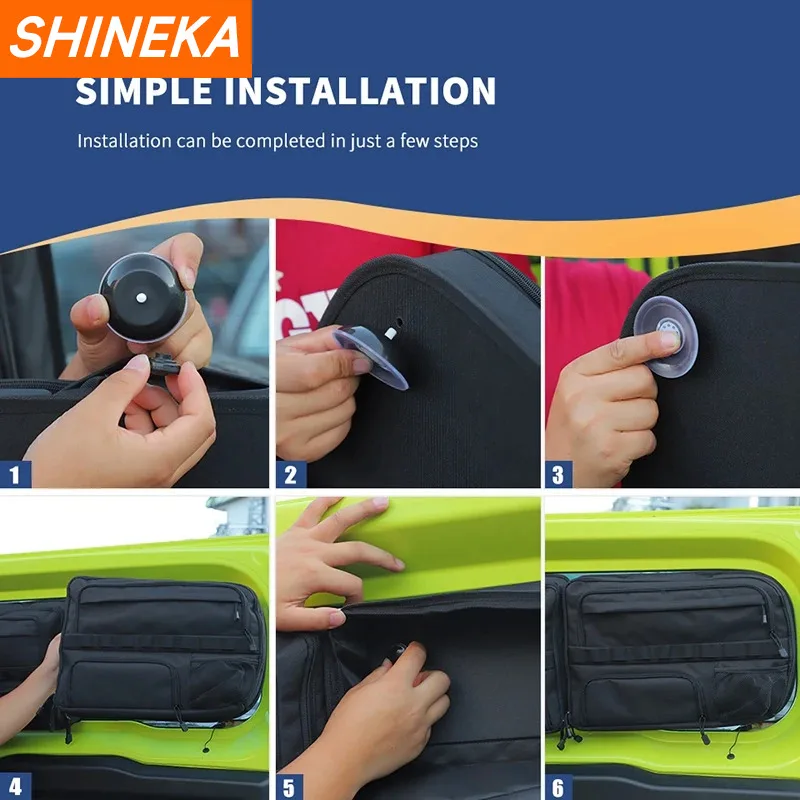 SHINEKA Car Tailgate Storage Bag Organizer Tool Multi-Pockets Cargo Bag For Suzuki Jimny 2019 2020 2021 2022 2023 Up Accessories