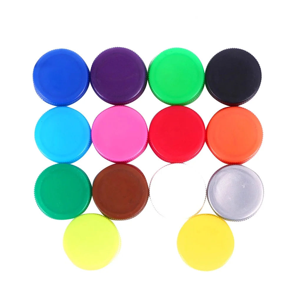 

100 Pcs Colored Bottle Cap Puzzle Plastic Craft Covers Lightweight DIY Kids Home Store Decor Soda Water Paint Creative