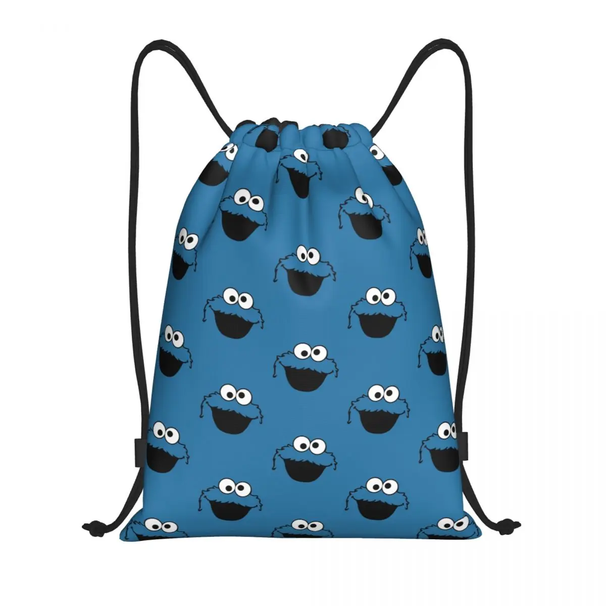 

Custom Cookie Monster Drawstring Backpack Sports Gym Bag for Women Men Educational Children's Television Training Sackpack