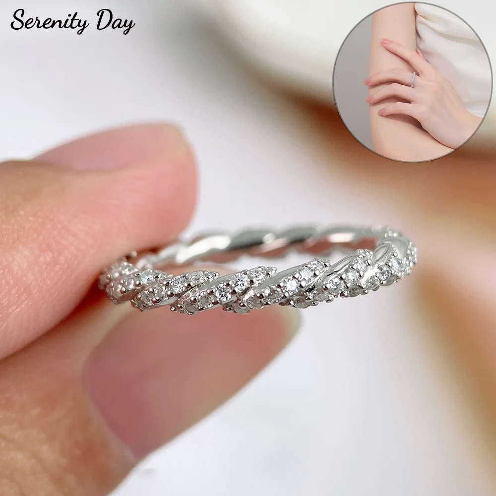 

Кольца Serenity D цвета с муассанитом для женщин, подарок, 100% стерлинговое серебро S925, сверкающие кольца вечности 18 карат, ювелирные украшения