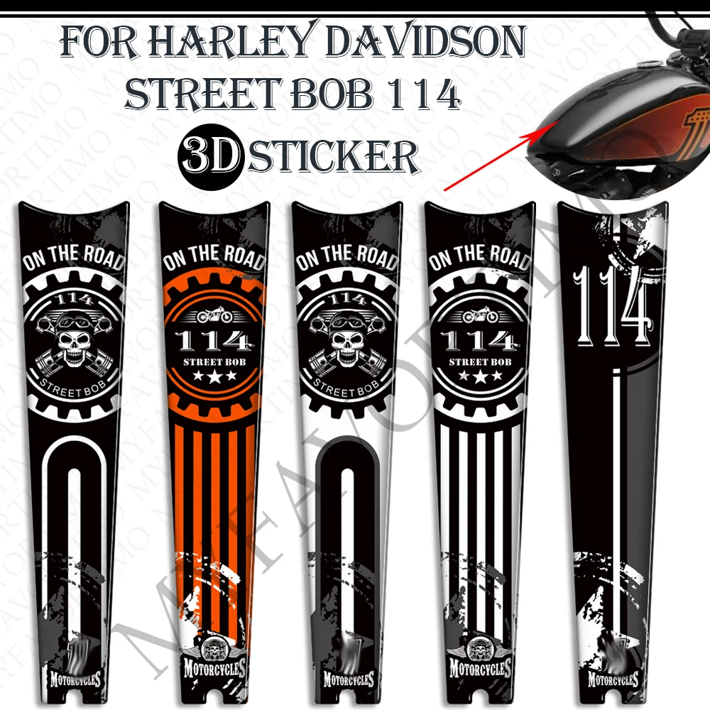 

3D Tank PAD Motorcycle For Harley Davidson Street Bob 114 Stickers Decals Protector Knee Side Grips Gas Fuel Oil Kit Tank Pad