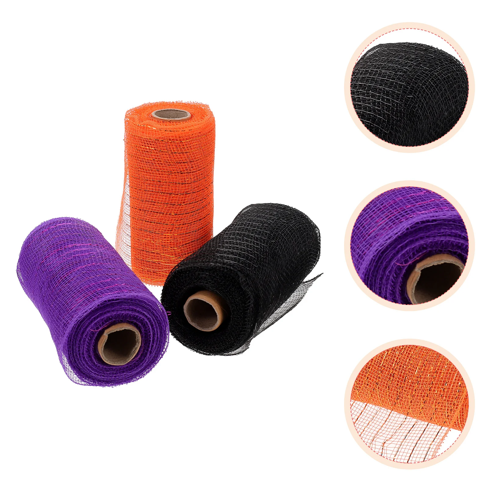 

Halloween Poly Mesh Ribbon 3 Rolls Metallic Foil Decorative DIY Crafts Wreath Gift Wrapping Poly Mesh Ribbon Decorative Ribbons