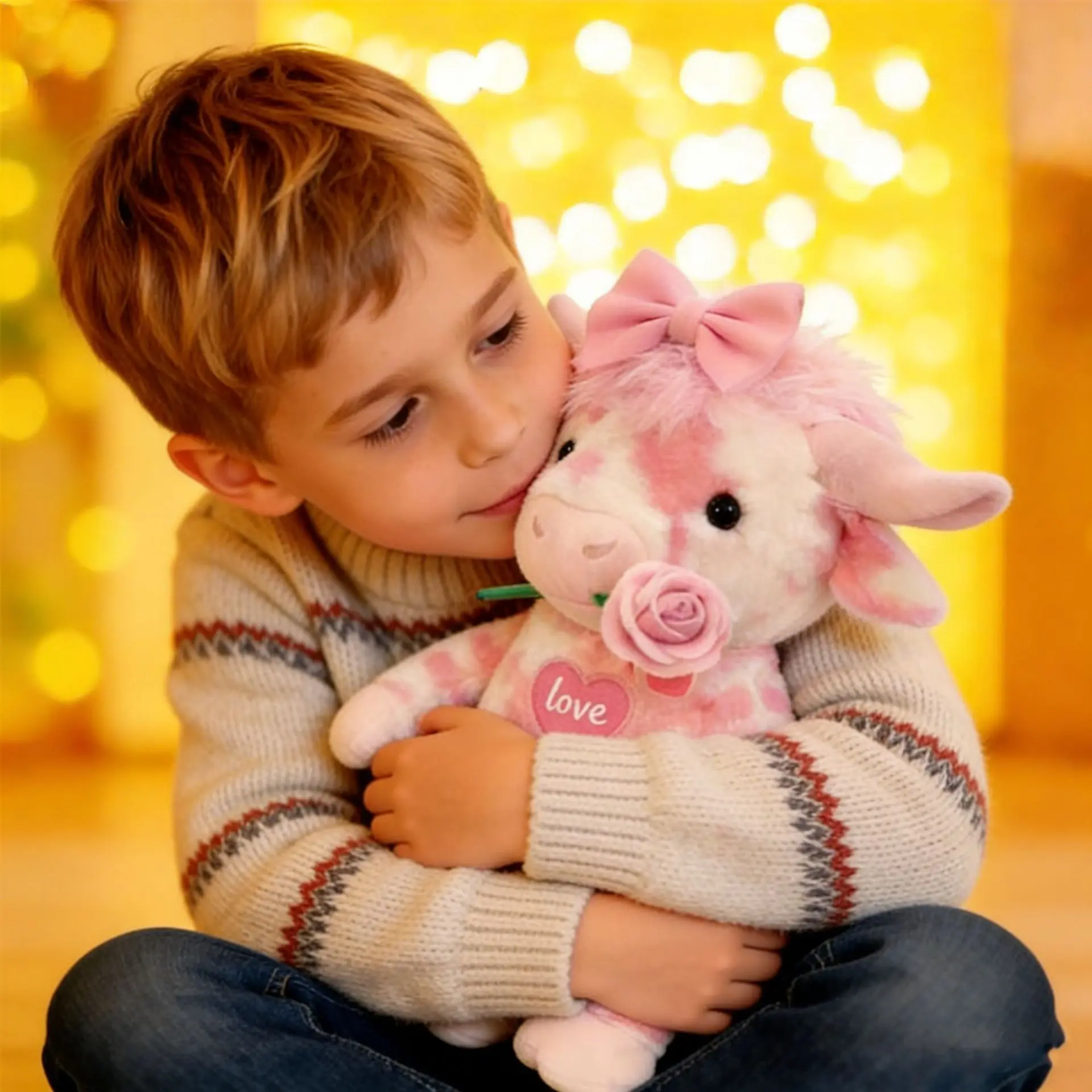 Valentine's Day Gifts 35cm Pink Bow Cow Dolls Cute Pink Cow Ornaments Girl's Room Decor Birthday Surprise Gift Party Supplies