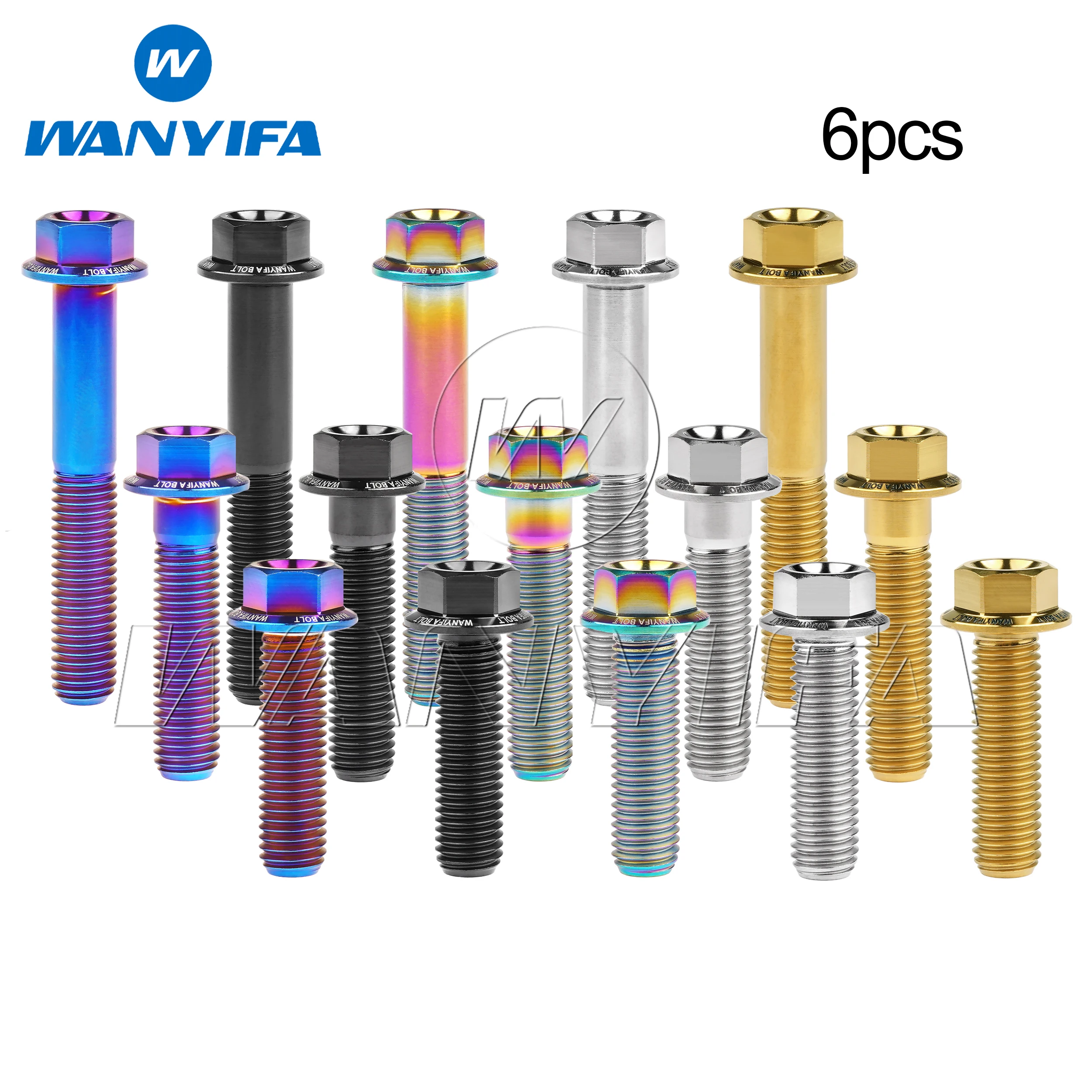 

Wanyifa 6pcs Titanium Bolt M7x10 15 20 25 30 35 40 45 50mm Flange Hex Allen Head Screws for Bicycle Motorcycle