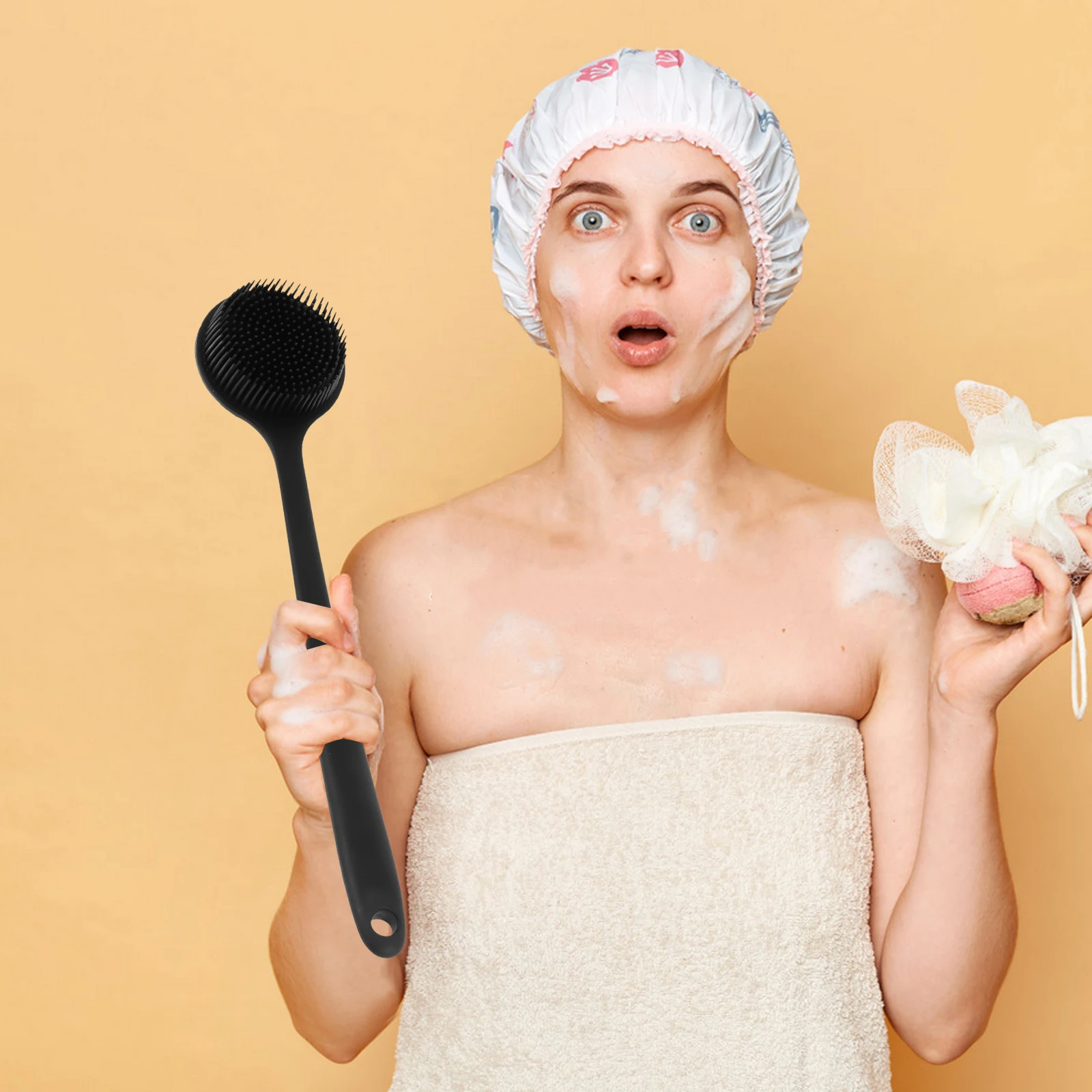 

Long Handle Bath Scrubber Shower Body Brush Exfoliating Massage Tool For Back Cleaning Pbt Bristles Pp Handle Portable