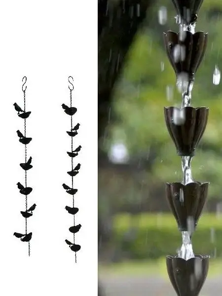 鳥用レインチェーン、屋根の雨どい、雨水分流器、環境に優しい水滴デザイン、家の庭の装飾に