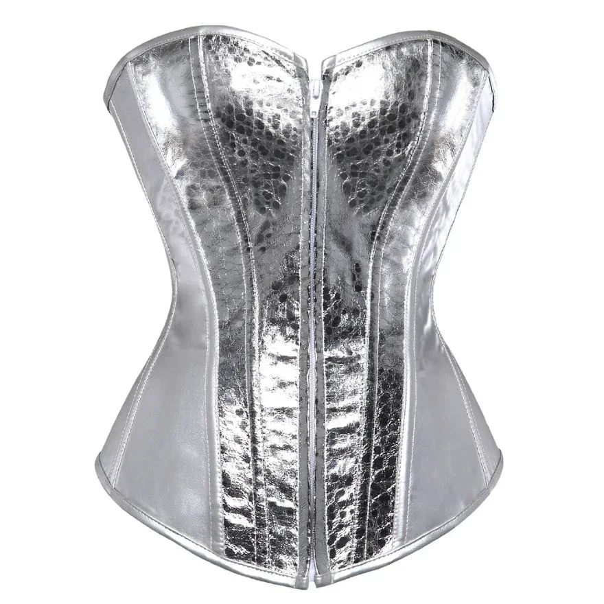 

Sliver Steampunk Corsets for Women Bustier with Zipper Plus Size Gothic Vintage Style Corset Top Burlesque Lingerie