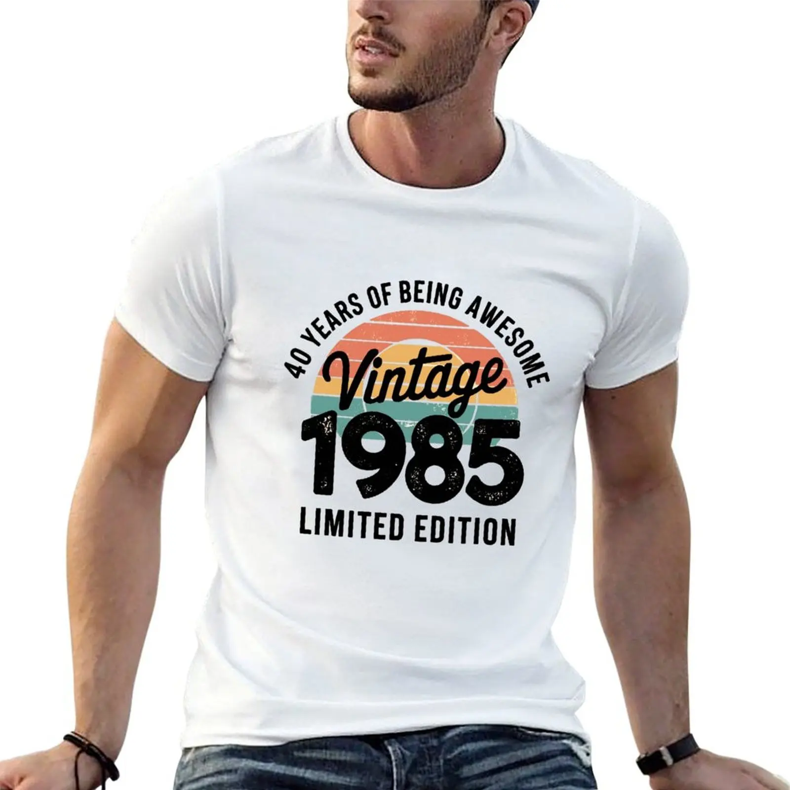 

40th Birthday Vintage 1985 Sunset Design T-Shirt man t shirts high quality luxury brand anime t shirts for man T-Shirt